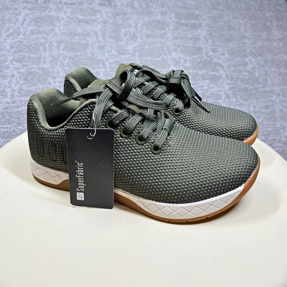 NOBULL SuperFabric Women 5 Low Top Lace Up Sneakers Green White Gum Rubber Sole